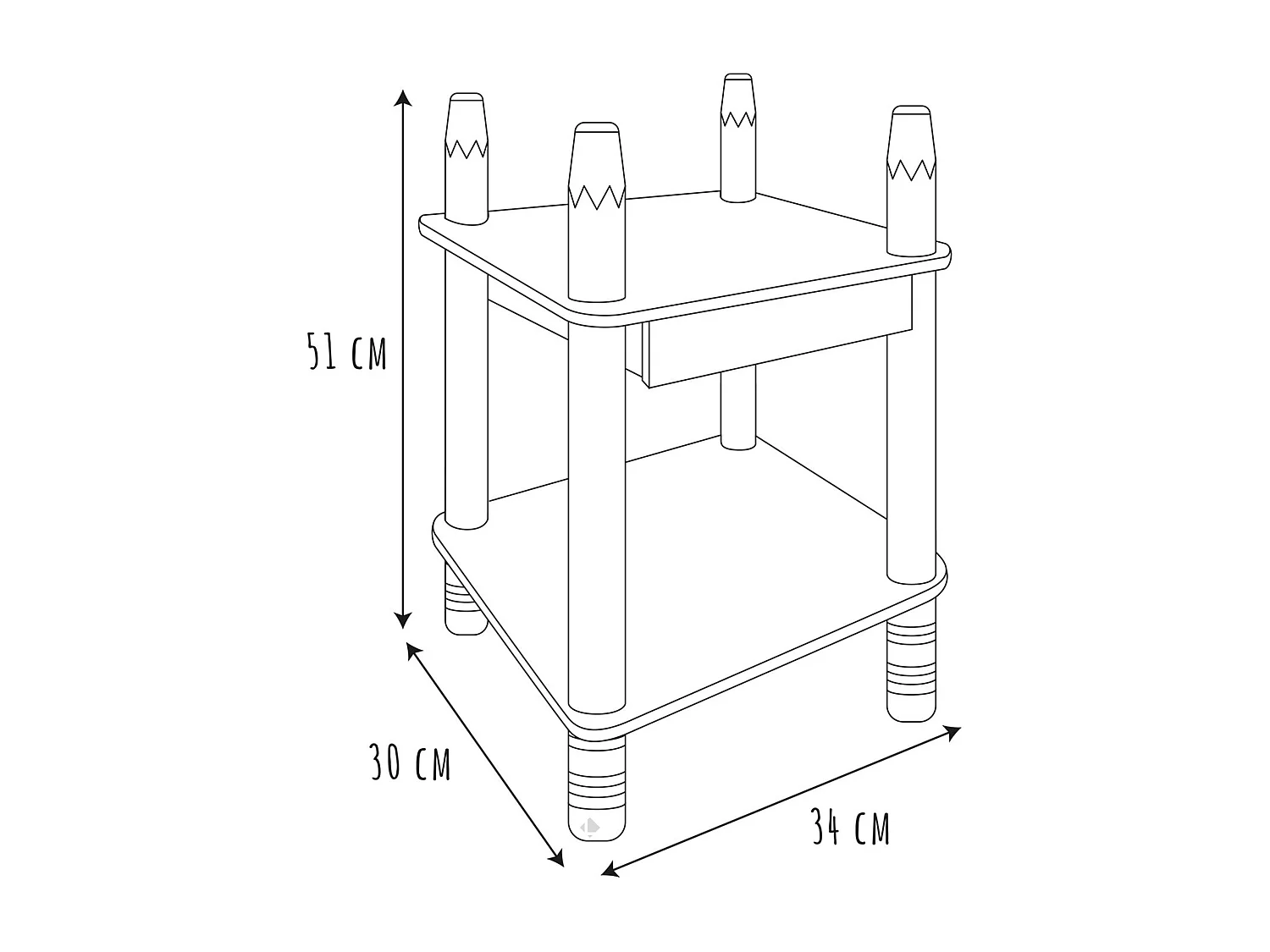 Table de chevet en bois collection CRAYON coloris blanc