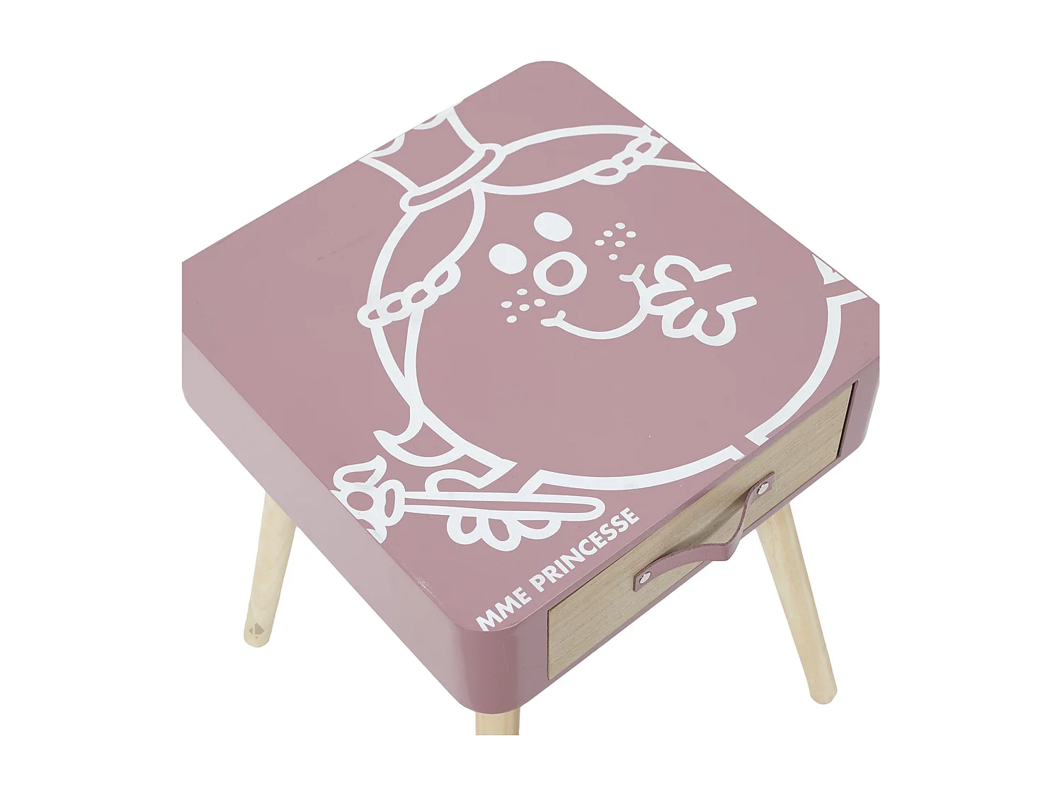 Table de chevet 1 tiroir en bois MONSIEUR MADAME série MME PRINCESSE rose