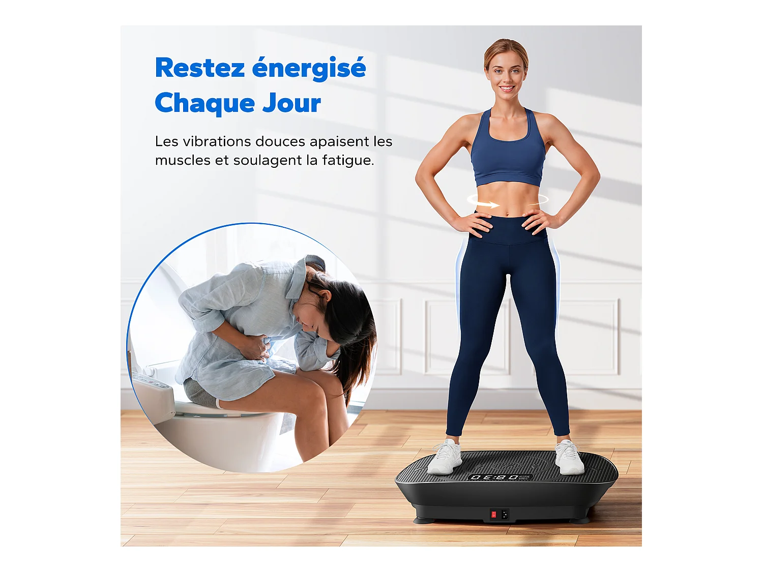 Plateforme vibrante MERACH 10 vitesses, LED, télécommande, fitness vibration, perte de poids, musculation, Noir, 150KG MAX