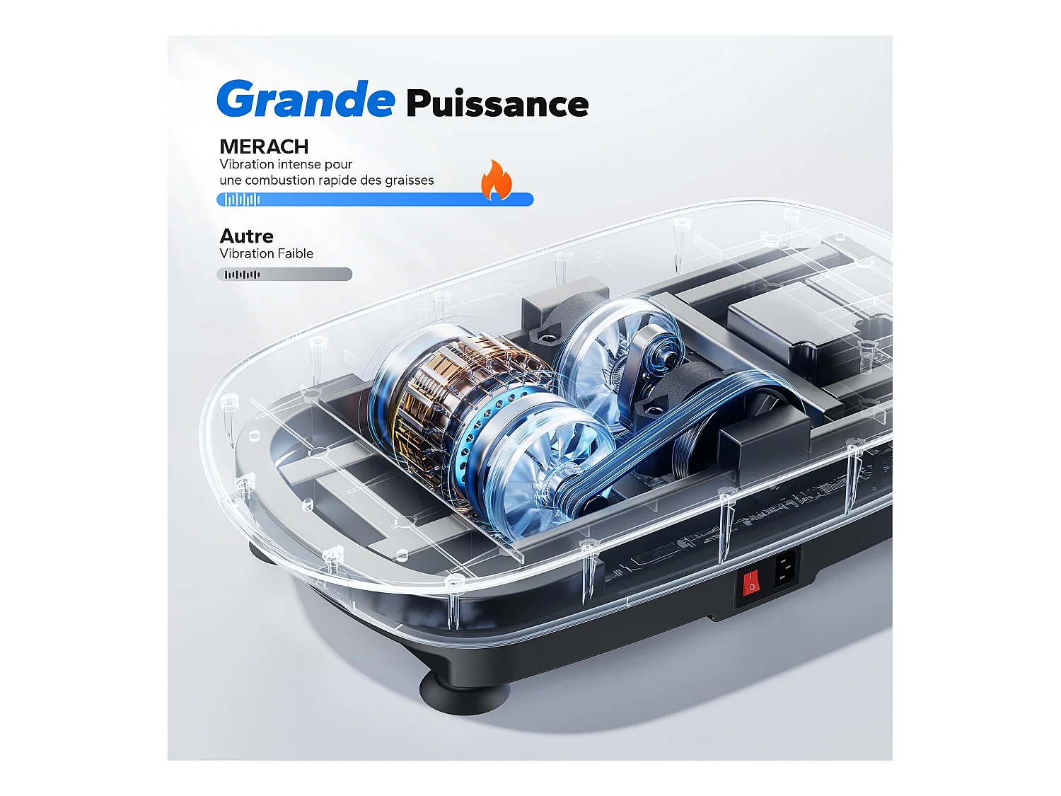 Plateforme vibrante MERACH 10 vitesses, LED, télécommande, fitness vibration, perte de poids, musculation, Noir, 150KG MAX