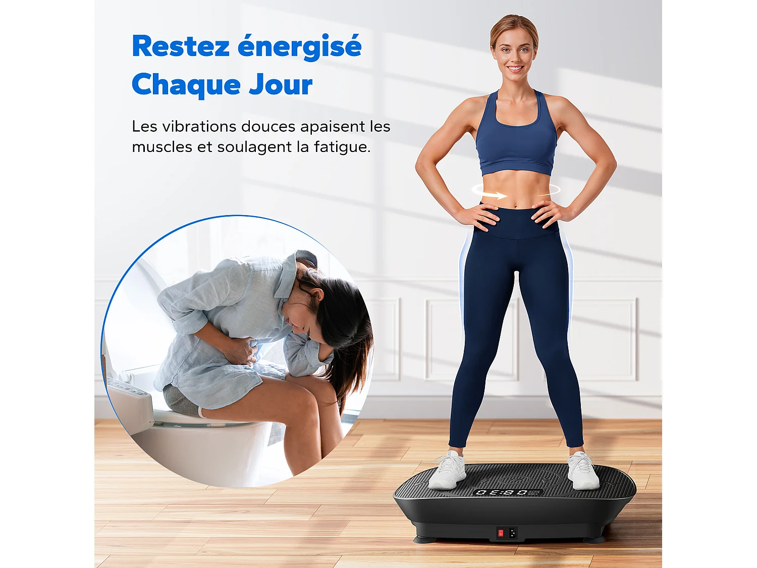 Plateforme vibrante MERACH 10 vitesses, LED, télécommande, fitness vibration, perte de poids, musculation, Noir, 150KG MAX