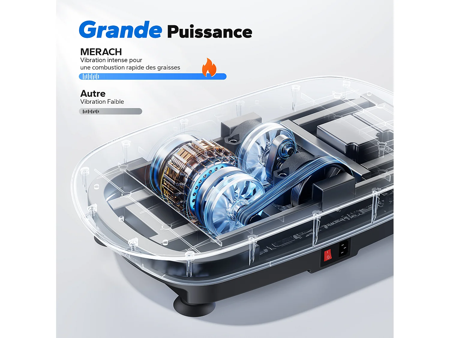 Plateforme vibrante MERACH 10 vitesses, LED, télécommande, fitness vibration, perte de poids, musculation, Noir, 150KG MAX