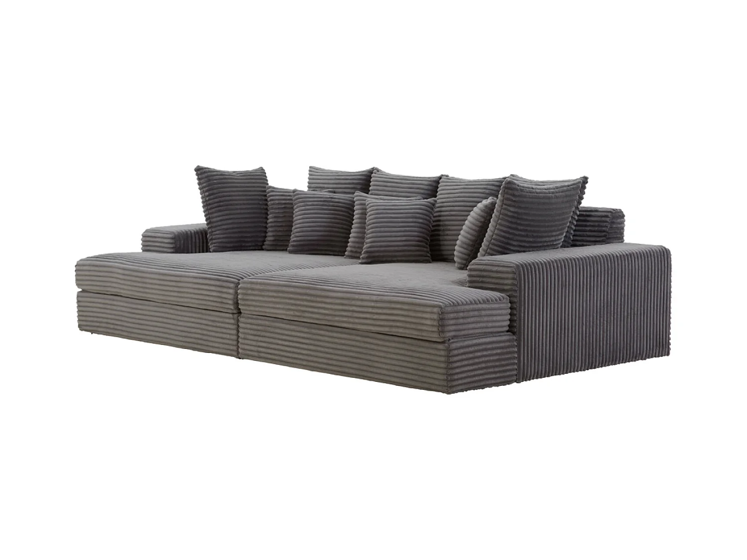 Canapé 4 places assise profonde en velours côtelé gris anthracite CARDIFF