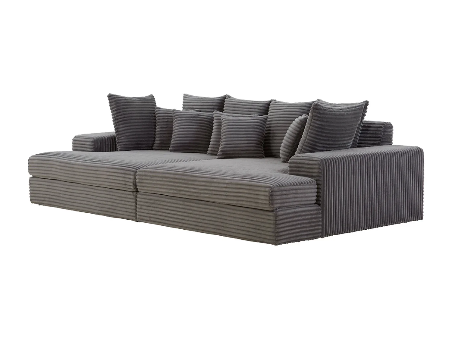 Canapé 4 places assise profonde en velours côtelé gris anthracite CARDIFF