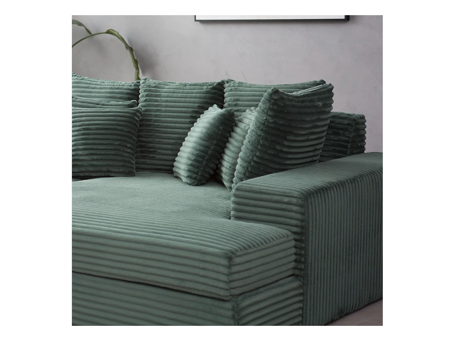 Canapé 4 places assise profonde en velours côtelé vert CARDIFF