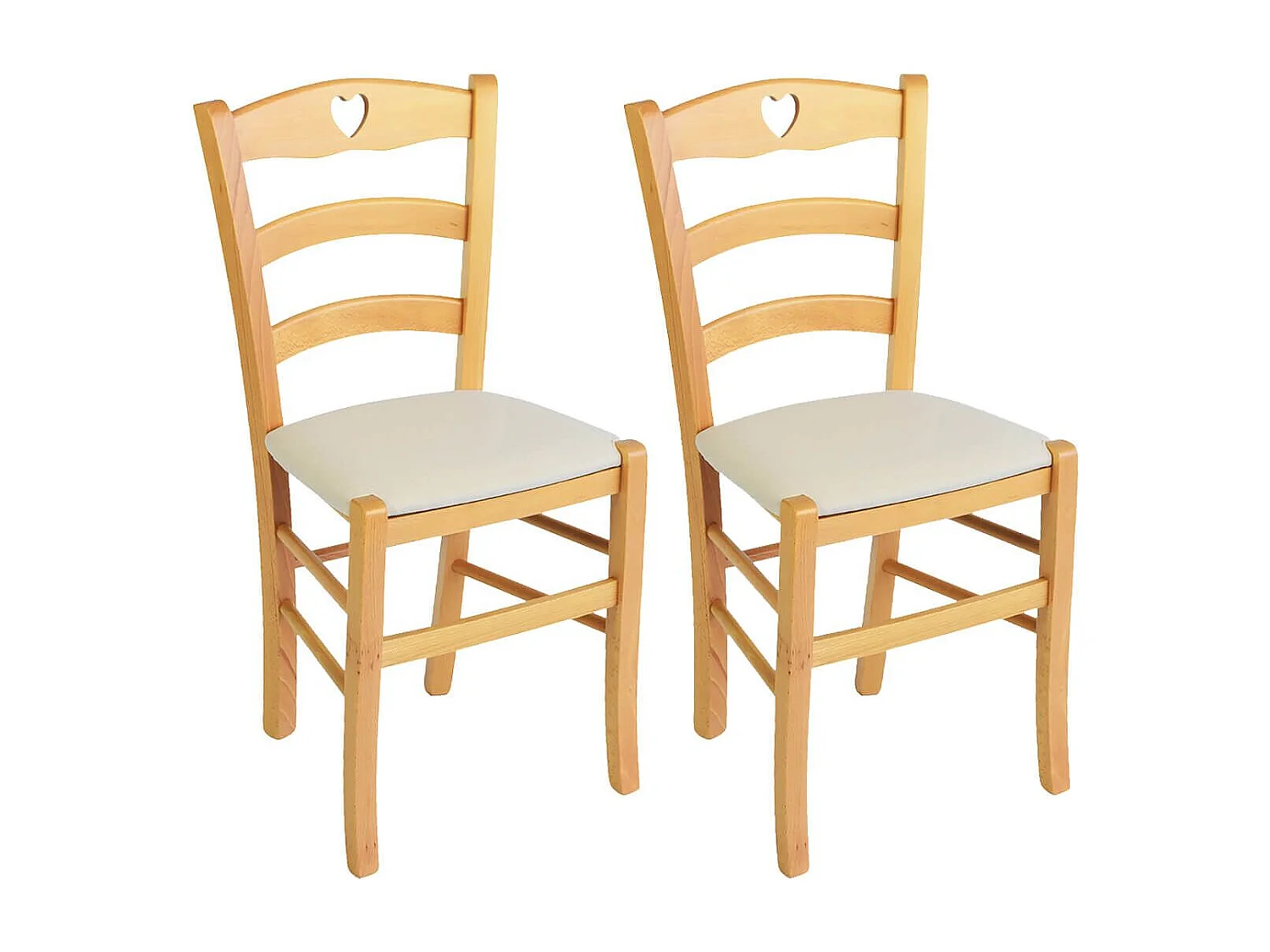 NAPLES - Lot de 2 Chaises Naturelles et Assises en Tissu Ivoire