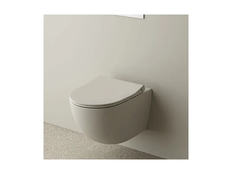 Pack WC suspendu VITRA Sento lin mat + bâti autoportant V-Fix Core + Plaque Round or brossé