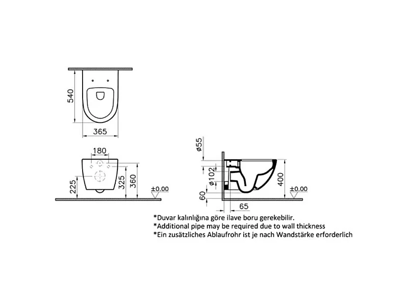 WC suspendu sans bride VITRA Sento lin  + abattant