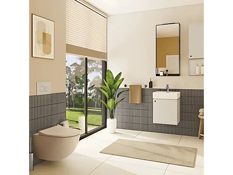 Cuvette WC suspendu sans bride VitrA Sento lin + abattant frein de chute déclipsable