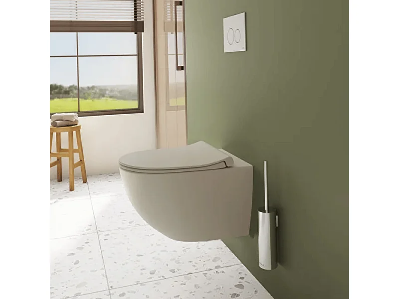 Cuvette WC suspendu sans bride VitrA Sento lin + abattant frein de chute déclipsable