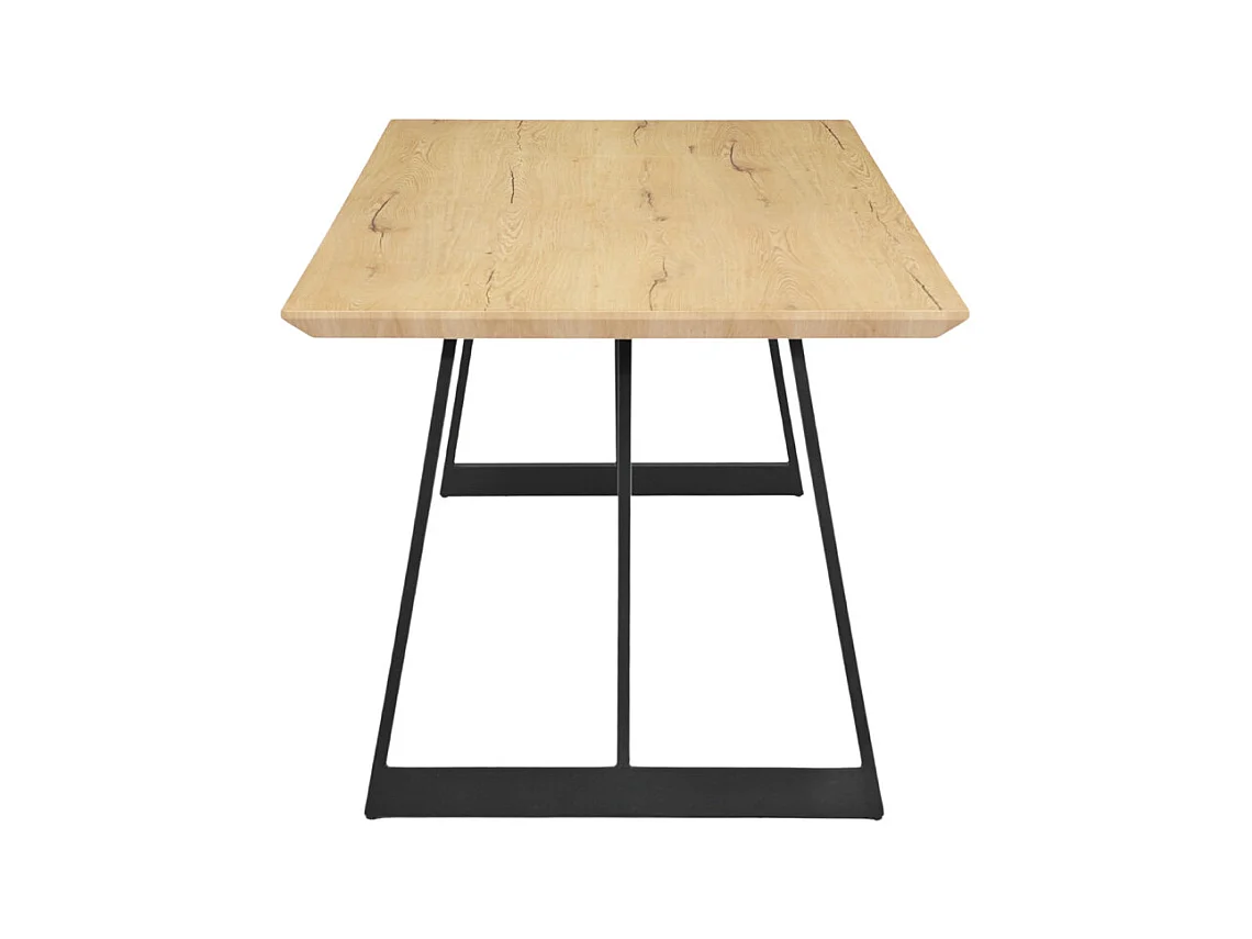 Table de repas L. 160 cm décor chêne et pieds en métal noir - EVOLIA