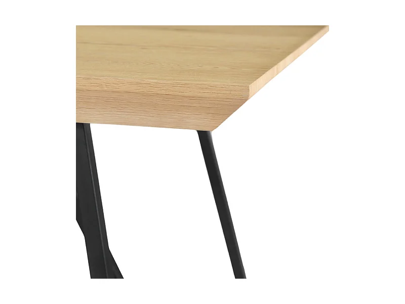 Table de repas L. 160 cm décor chêne et pieds en métal noir - EVOLIA