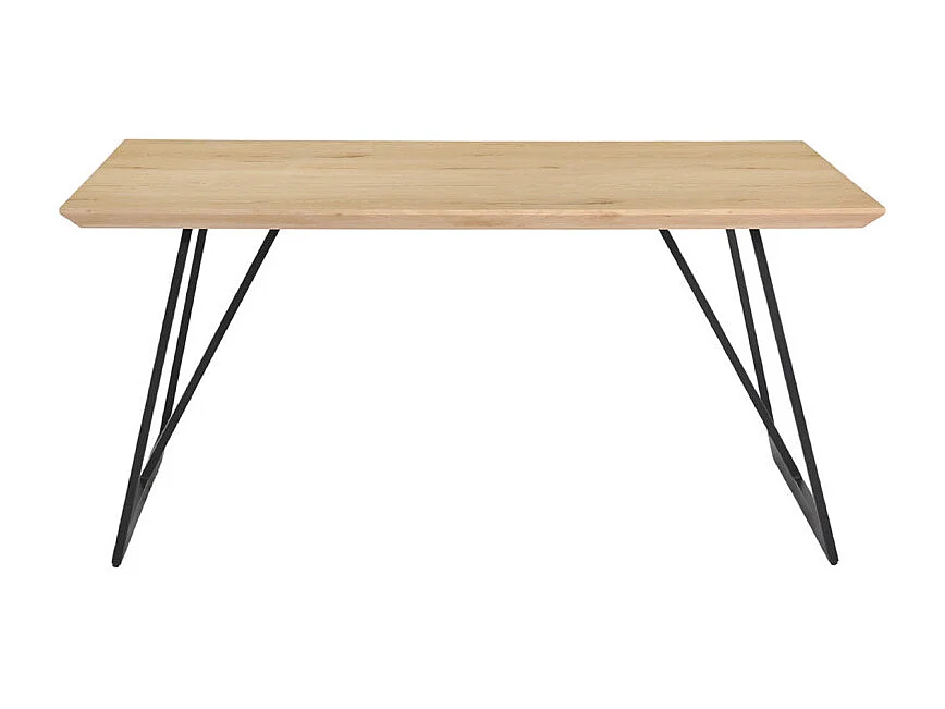 Table de repas L. 160 cm décor chêne et pieds en métal noir - EVOLIA