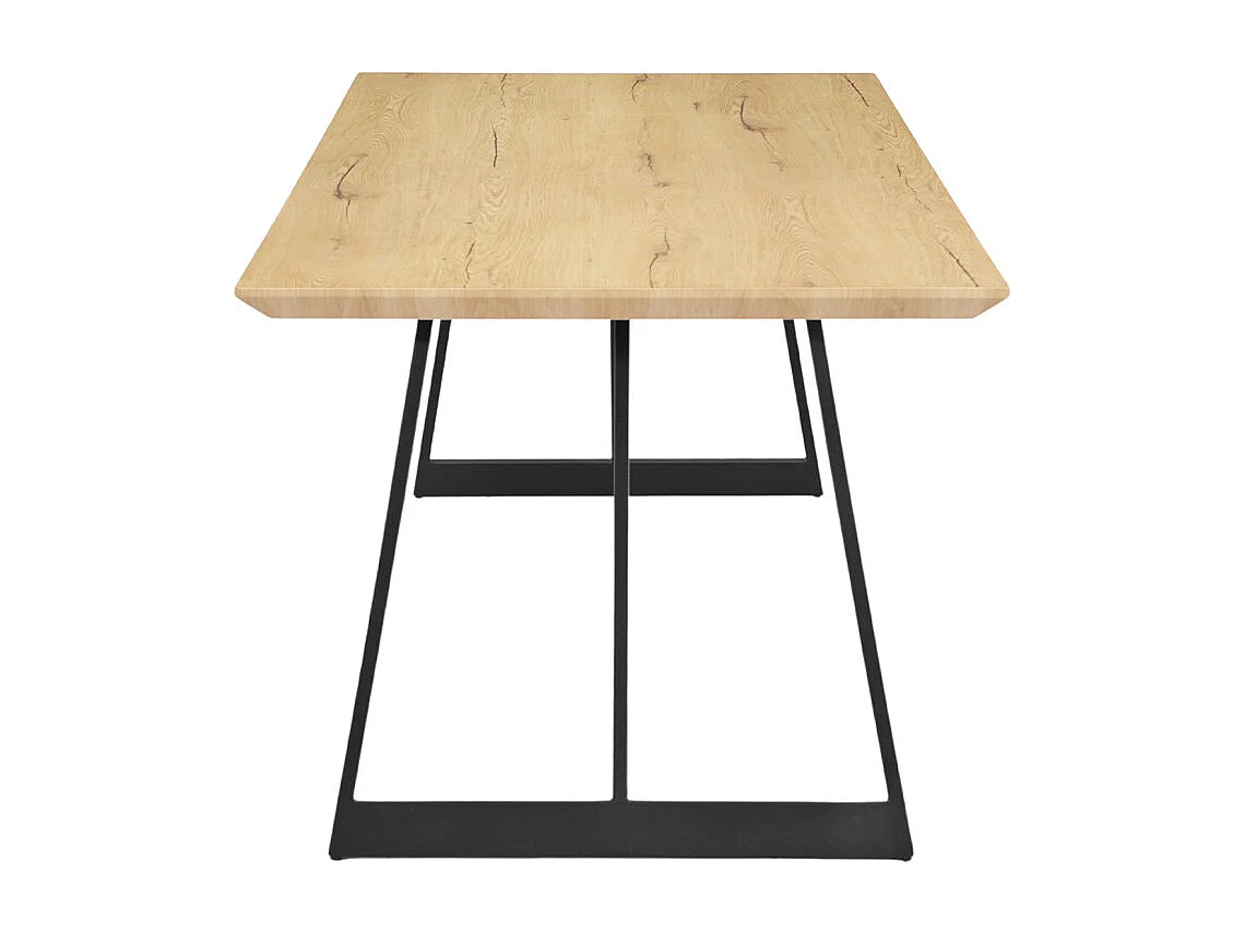 Table de repas L. 160 cm décor chêne et pieds en métal noir - EVOLIA