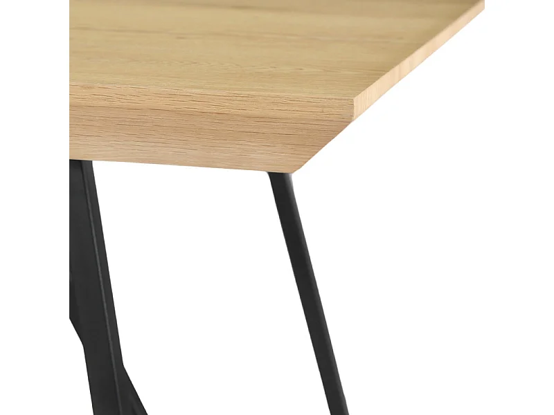 Table de repas L. 160 cm décor chêne et pieds en métal noir - EVOLIA