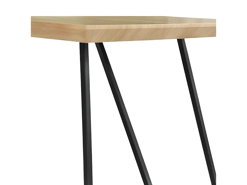 Table de repas L. 160 cm décor chêne et pieds en métal noir - EVOLIA