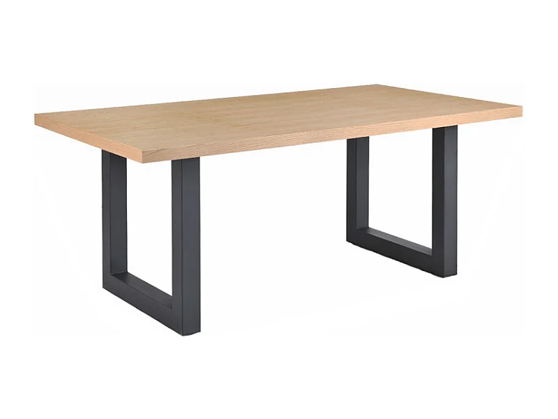Table de repas L. 180 cm placage chêne et pieds en métal noir - NEXUS