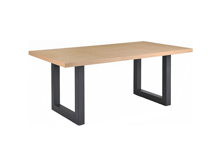 Table de repas L. 180 cm placage chêne et pieds en métal noir - NEXUS
