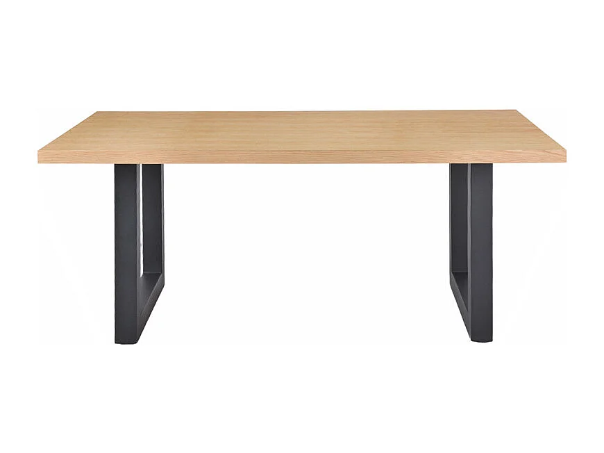Table de repas L. 180 cm placage chêne et pieds en métal noir - NEXUS