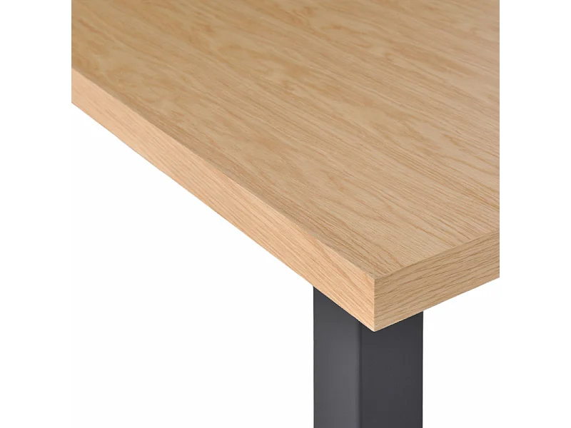 Table de repas L. 180 cm placage chêne et pieds en métal noir - NEXUS