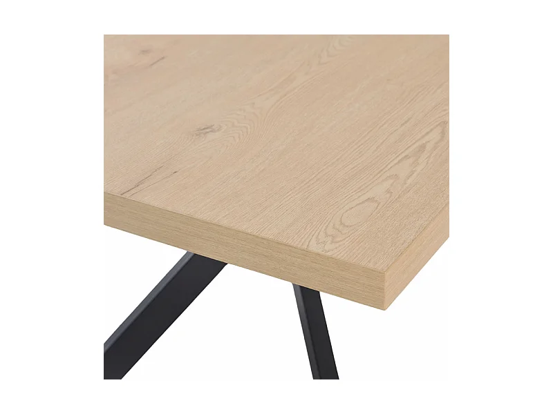 Table de repas L. 180 cm décor chêne et pieds en métal noir - LIGNA