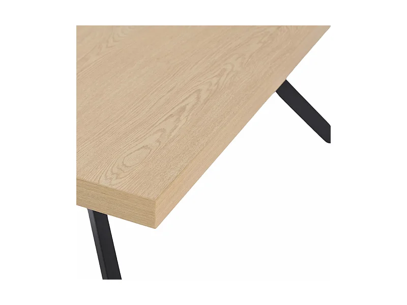 Table de repas L. 180 cm décor chêne et pieds en métal noir - LIGNA
