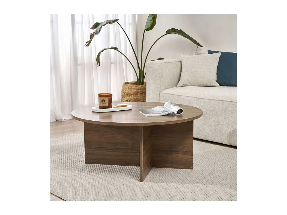 Table basse ronde en aggloméré Soleil