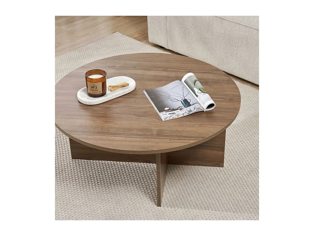 Table basse ronde en aggloméré Soleil