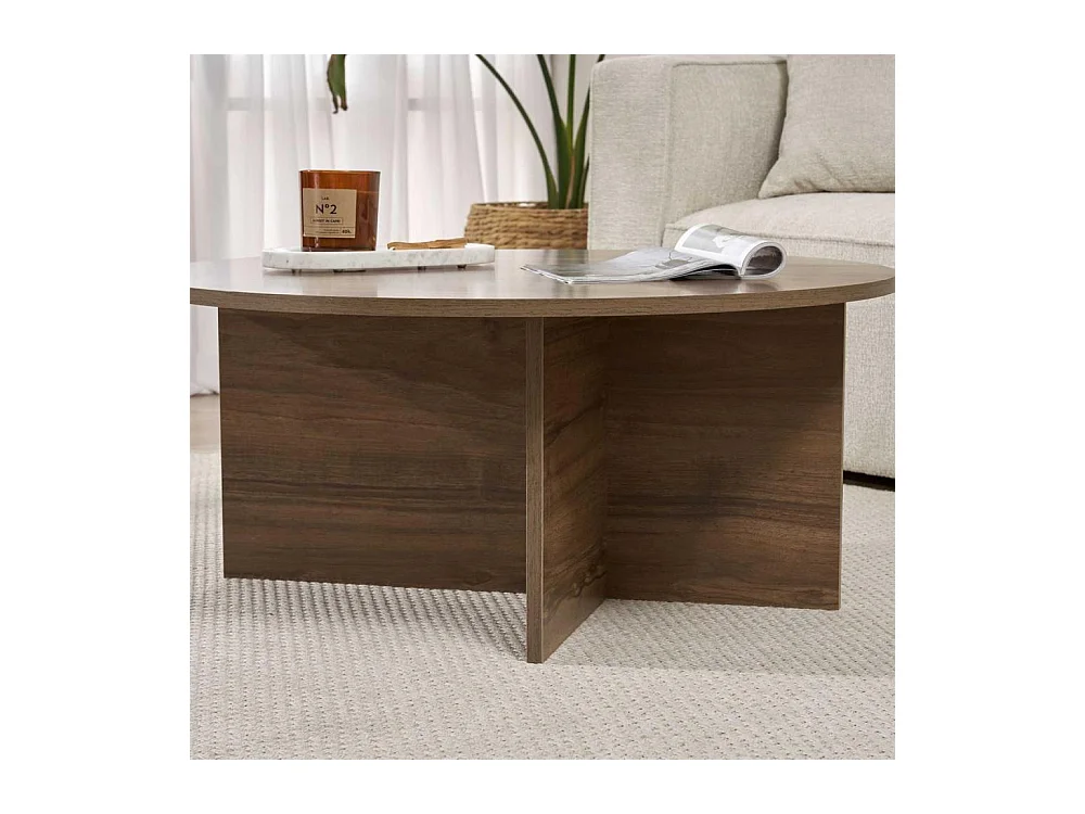 Table basse ronde en aggloméré Soleil