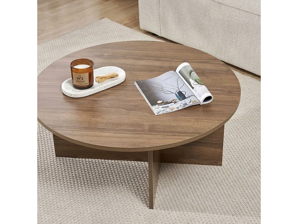 Table basse ronde en aggloméré Soleil