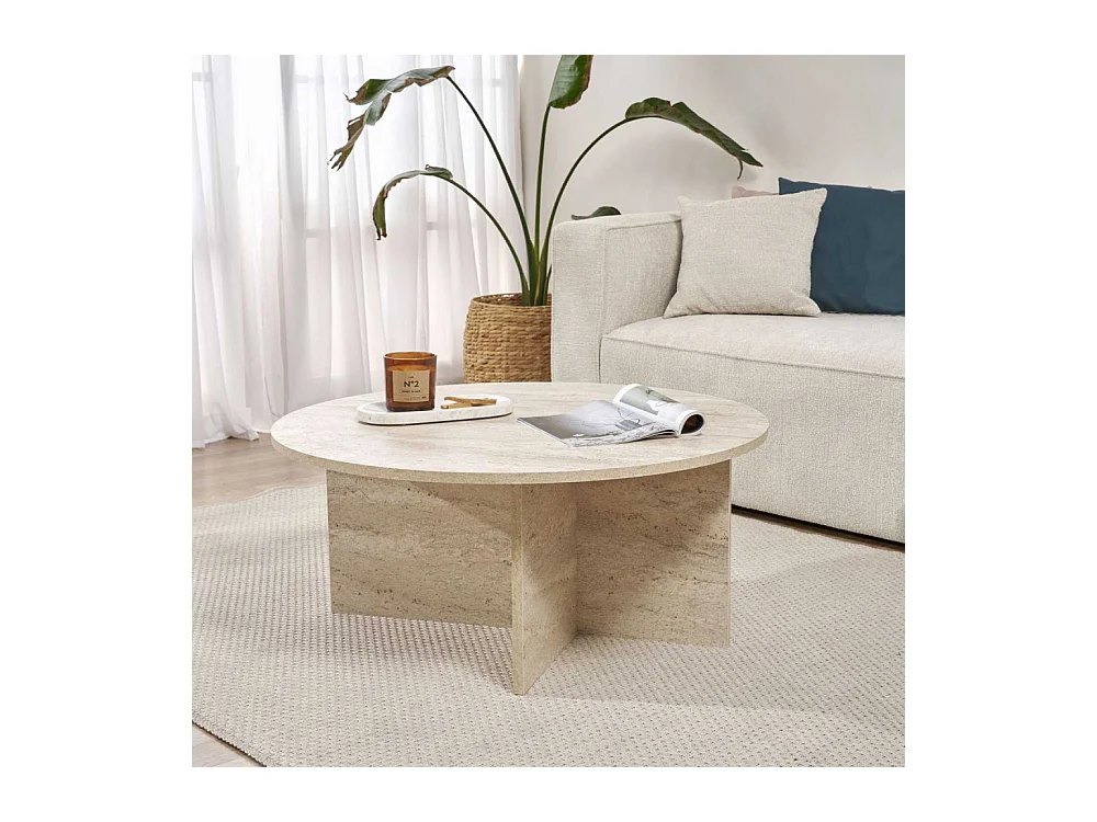 Table basse ronde en aggloméré Soleil