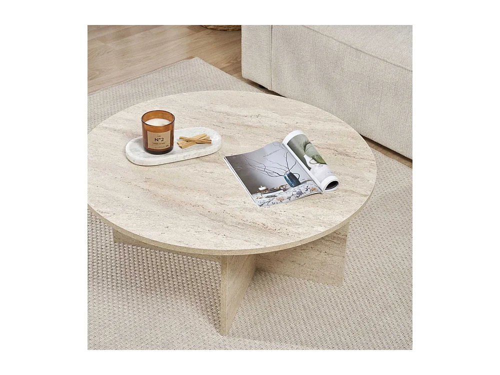 Table basse ronde en aggloméré Soleil