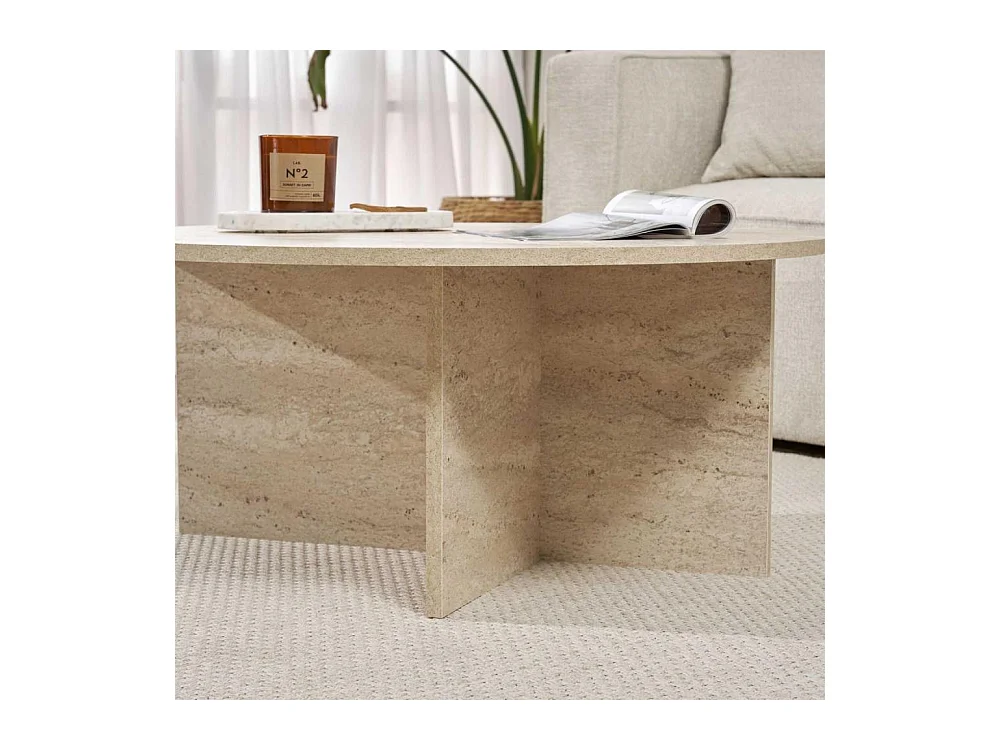 Table basse ronde en aggloméré Soleil