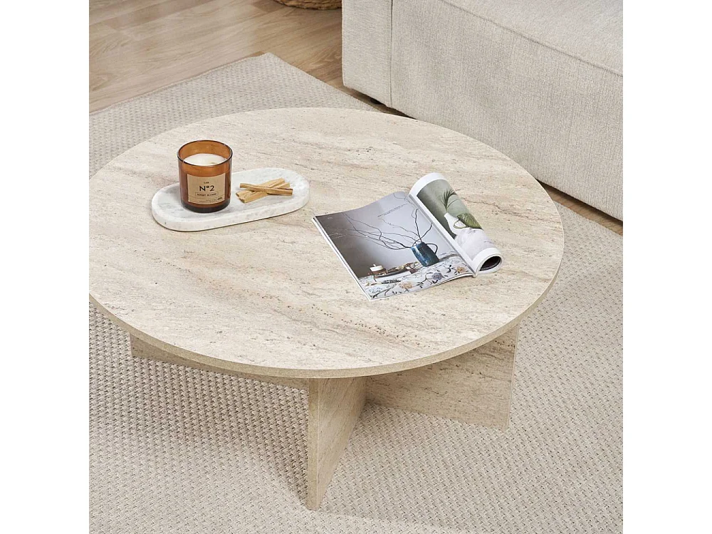 Table basse ronde en aggloméré Soleil