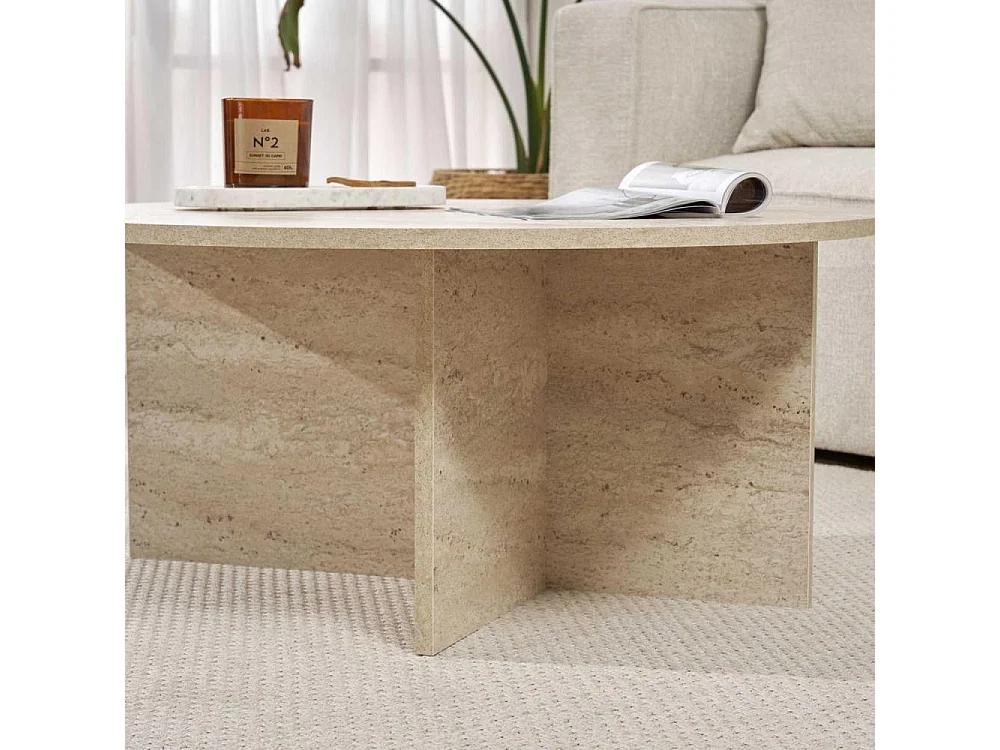 Table basse ronde en aggloméré Soleil