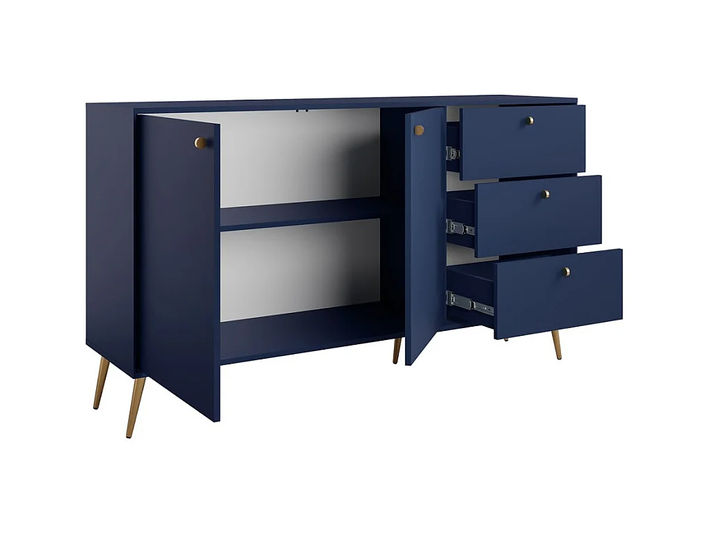 Conjunto de móveis design AZURÉA – Sala de jantar completa – Cor azul profundo