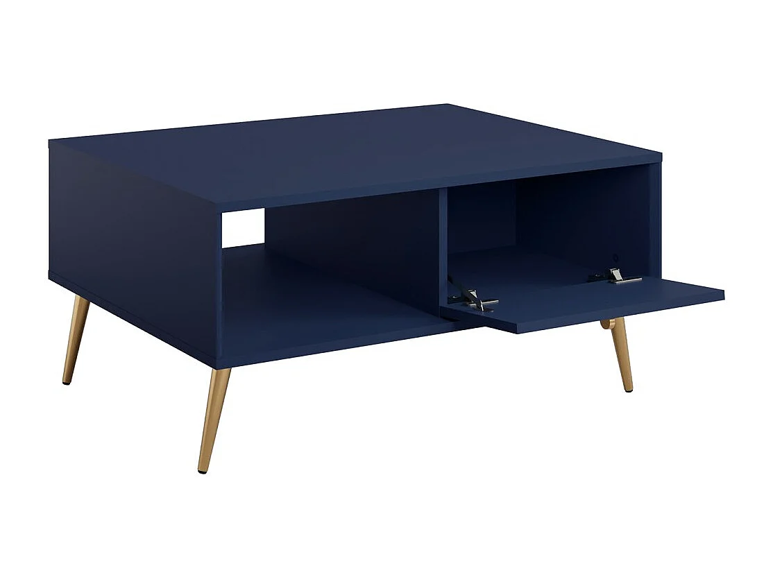 Table basse design AZURÉA – Niche + 1 porte abattante – Bleu profond – 87x43x66 cm