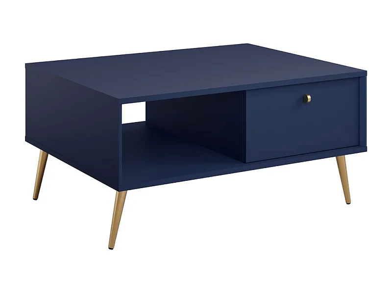 Table basse design AZURÉA – Niche + 1 porte abattante – Bleu profond – 87x43x66 cm