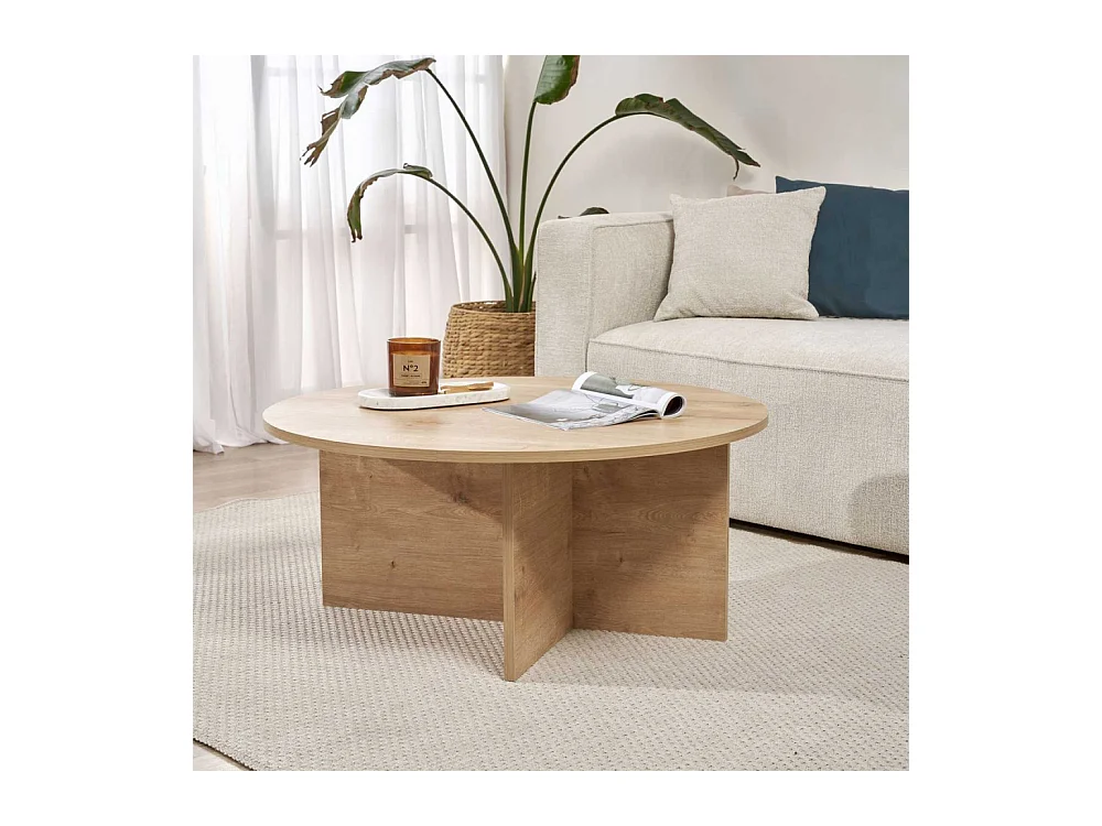 Table basse ronde en aggloméré Soleil