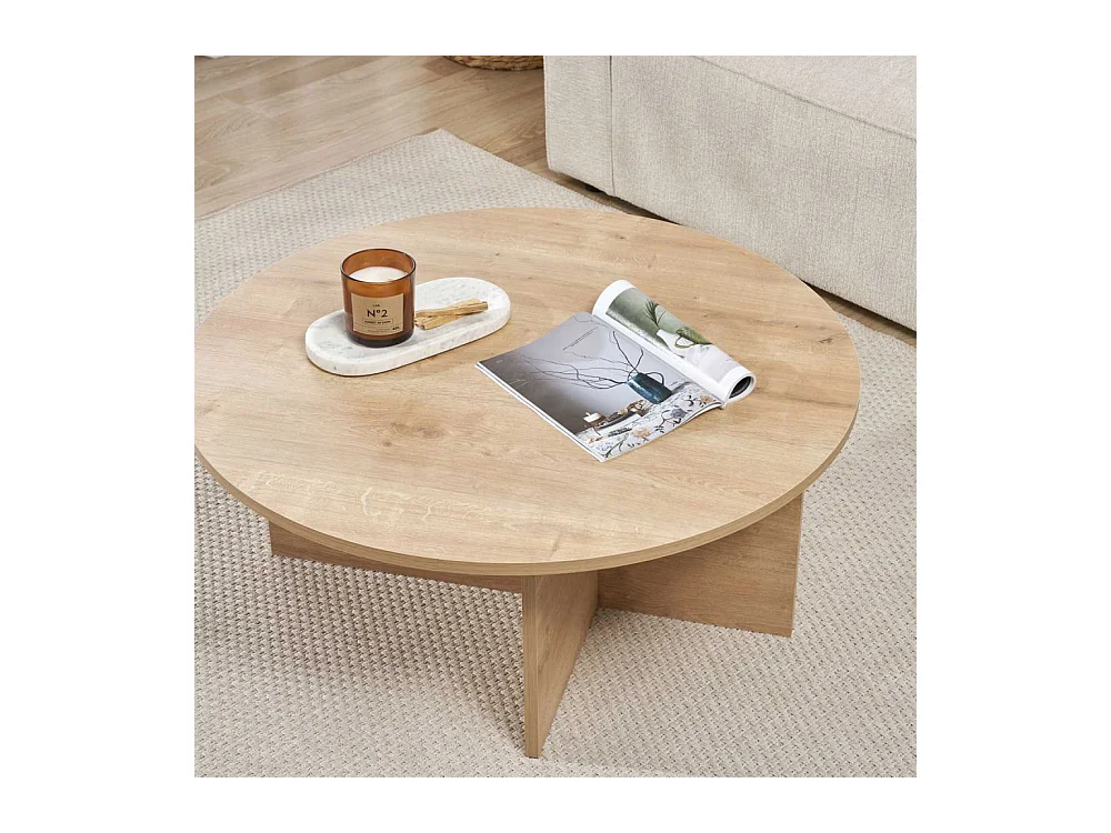 Table basse ronde en aggloméré Soleil