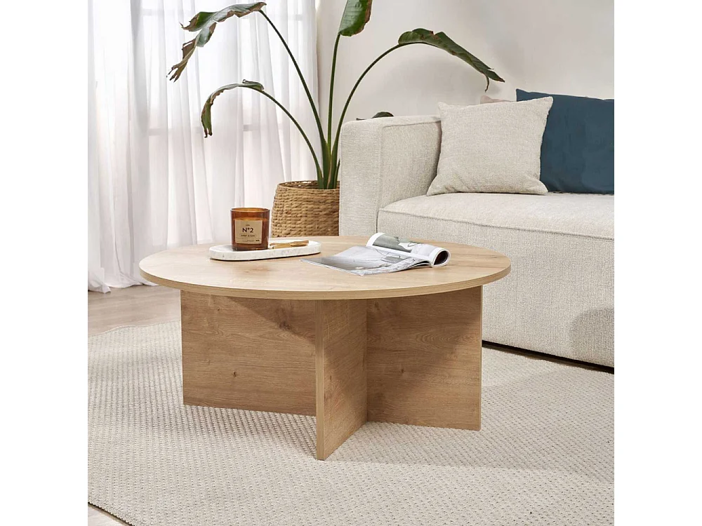 Table basse ronde en aggloméré Soleil