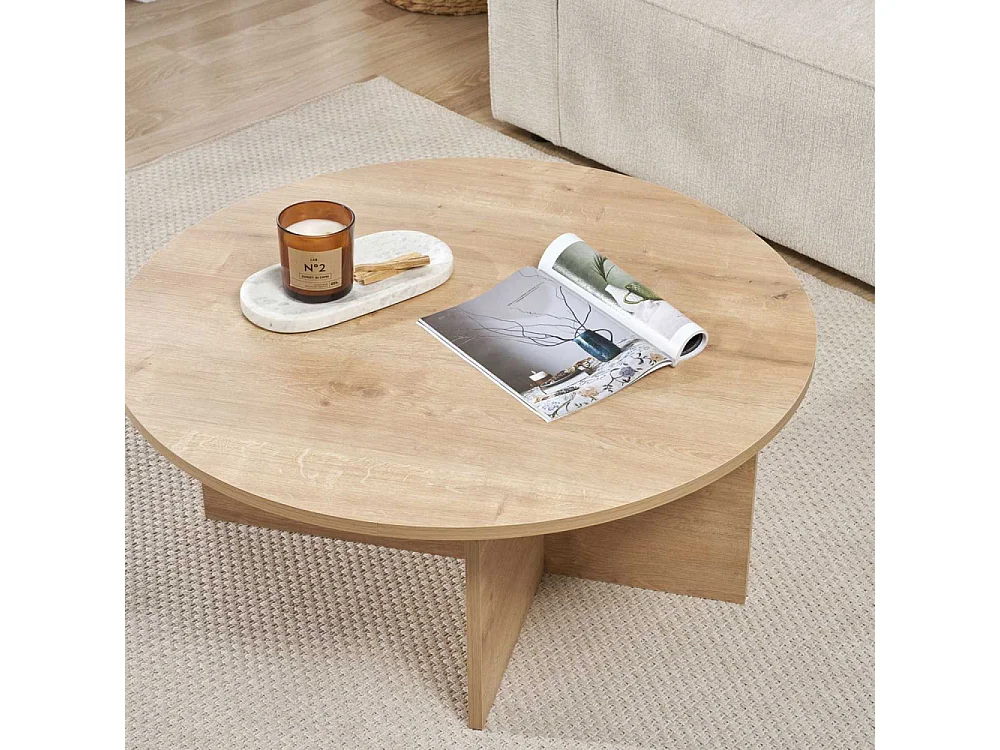 Table basse ronde en aggloméré Soleil