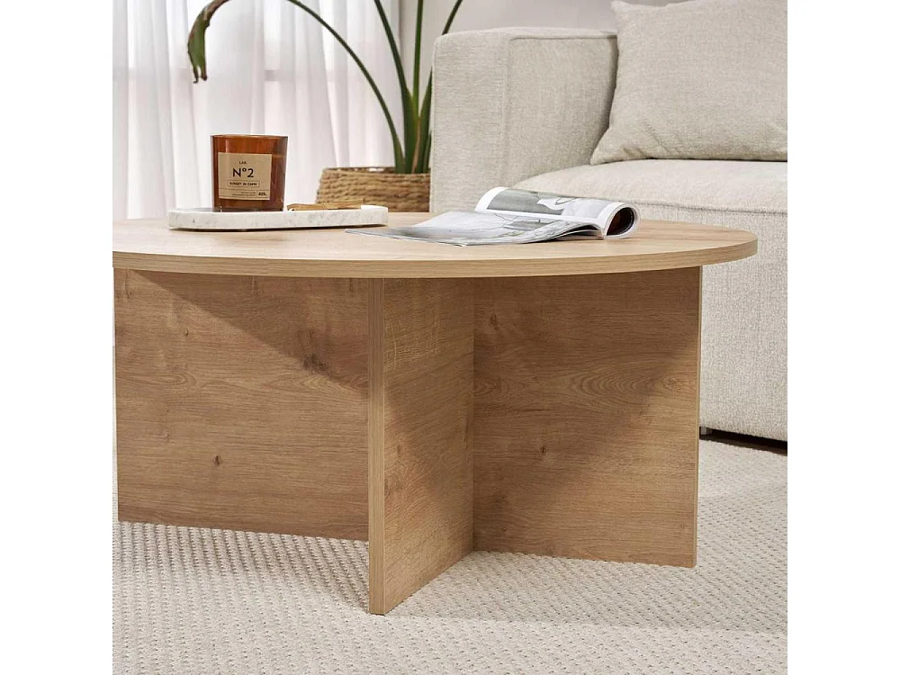 Table basse ronde en aggloméré Soleil