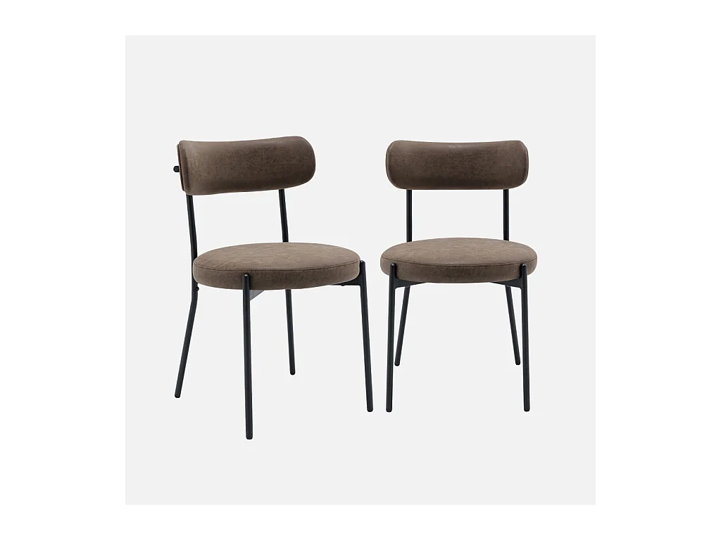 Set di 2 sedie metallo e similpelle , marrone