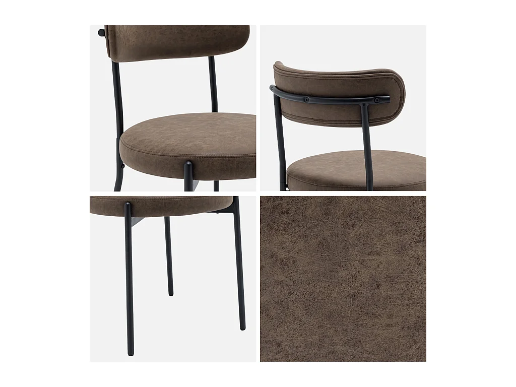 Set di 2 sedie metallo e similpelle , marrone