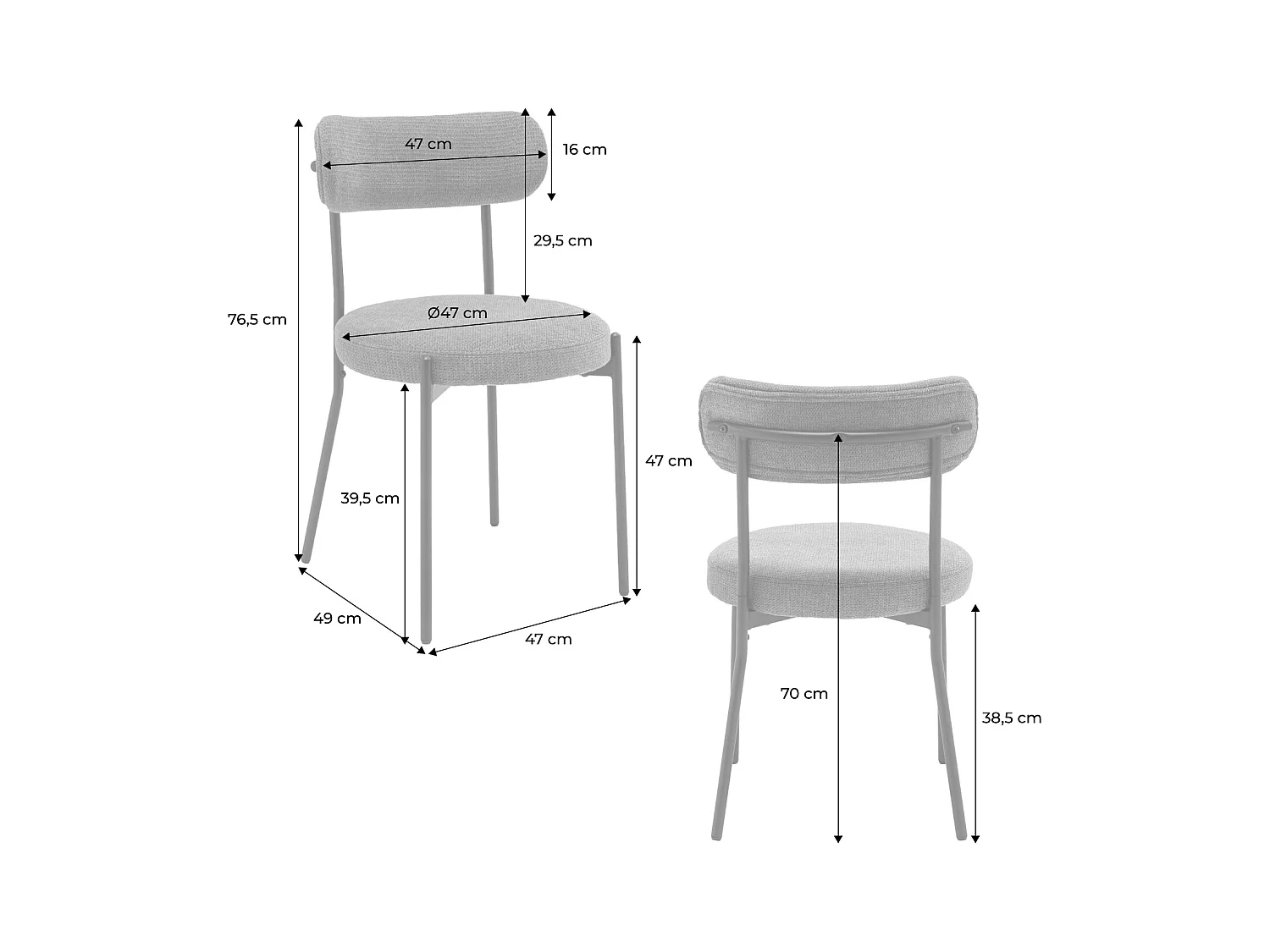 Set di 2 sedie metallo e similpelle , marrone
