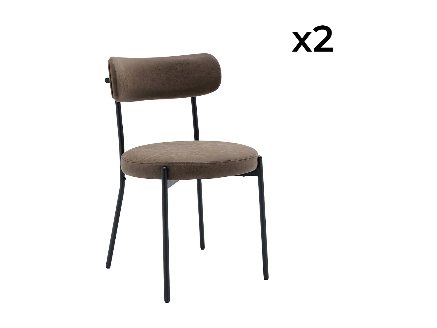 Set di 2 sedie metallo e similpelle , marrone