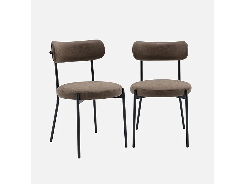 Set di 2 sedie metallo e similpelle , marrone