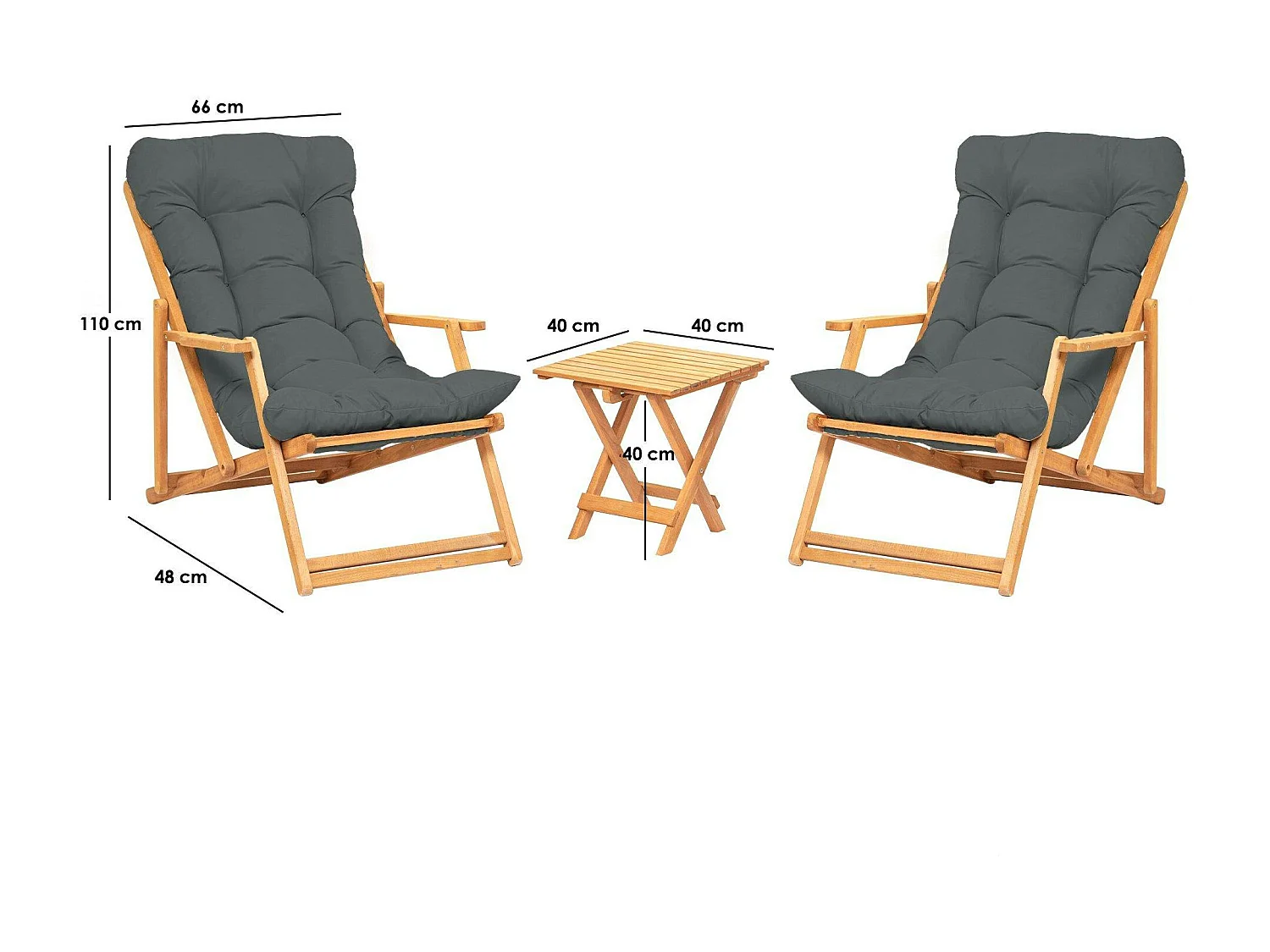 Salon jardin détente gris - 2 assises confort SORA