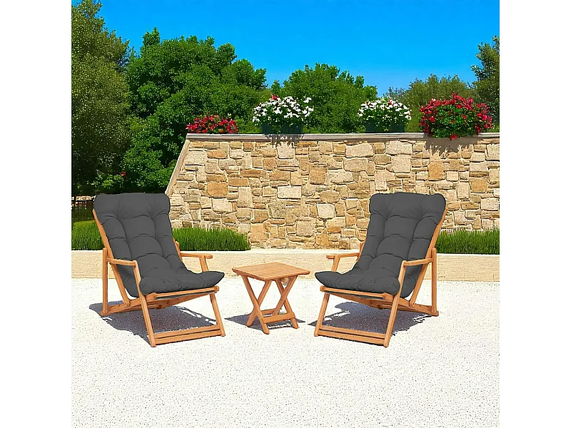 Salon jardin détente gris - 2 assises confort SORA